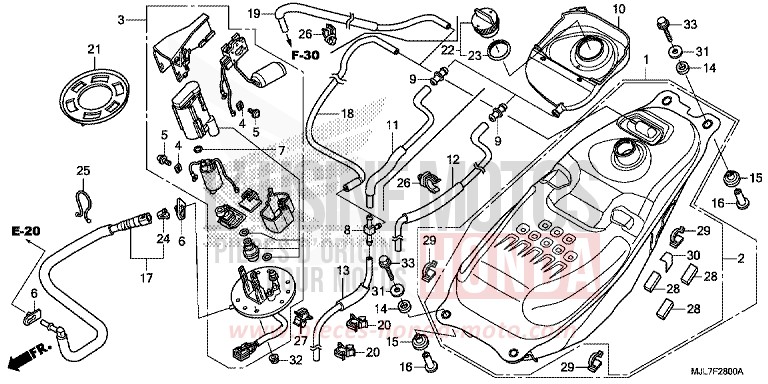 RESERVOIR A CARBURANT/POMPE A CARBURANT de Integra 750 PEARL GLARE WHITE (NHB53) 2014